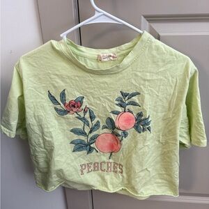 Peach Graphic Cropped T-Shirt